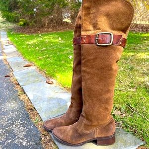 JS Over the Knee/Fold over Brown Suede Boots Sz 8